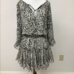 Misa floral chiffon semi sheer mini dress